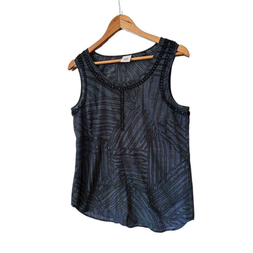 Cabi Blue Beaded Tank Top Size Small